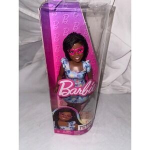 NDSS Barbie Doll 229‎ African American Pink Glasses Blue Floral Dress